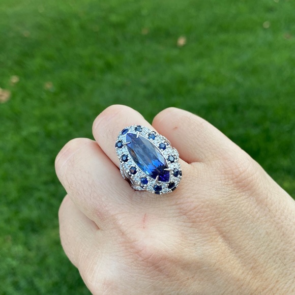 Tanzanite Diamond and Sapphire Ring GIA Certified - Picture 9 of 11